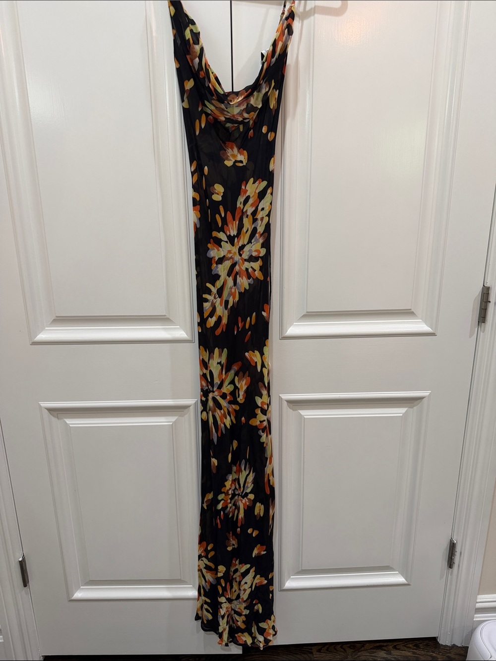 Rat & Boa Catarina Black Sheer Floral Slip Dress with Multicolor Floral Print